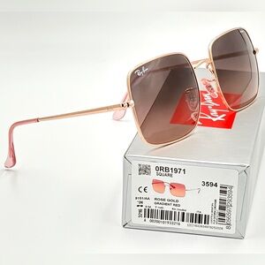 Ray-Ban Square 1971 Classic Sunglasses Rose Gold Red Gradient Lens 54-18-145 346
